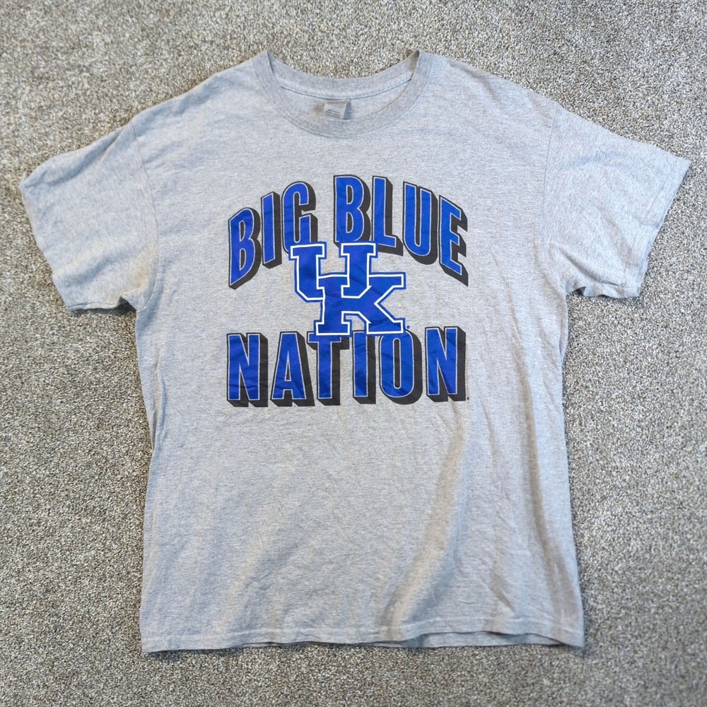 Gildan Kentucky Wildcats Big Blue Nation Graphic T-Shirt Mens Size Large Gray